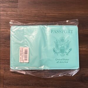 ACdream RFID Blocking Mint Green Passport Holder Travel Wallet w/ Pen NWT